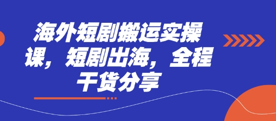 海外短剧搬运实操课,短剧出海,全程干货分享-九一好资源