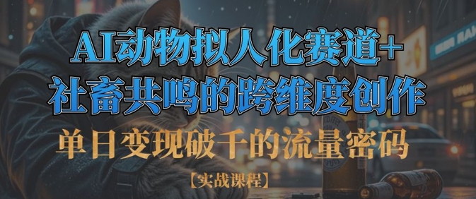 单日变现破千的流量密码,AI动物拟人化赛道+社畜共鸣的跨维度创作-九一好资源