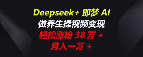 Deepseek+即梦AI,做养生操视频变现,轻松涨粉38W+,月入一W+-九一好资源