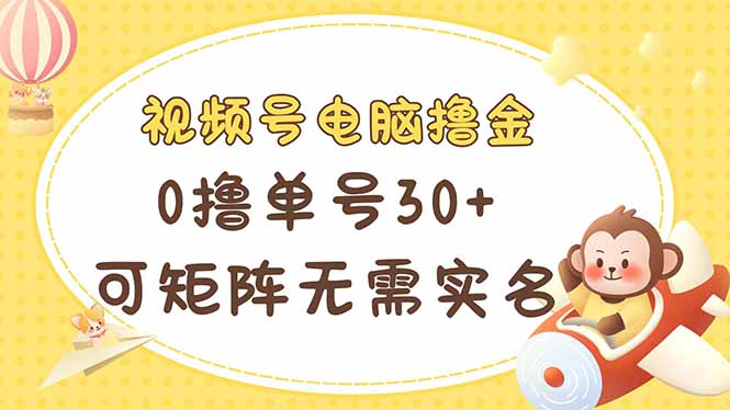 （14220期）视频号电脑撸金 0撸单号30+ 可矩阵 无需实名多号多得-九一好资源