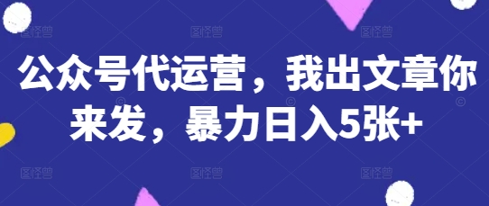 公众号代运营,我出文章你来发,暴力日入5张+【揭秘】-九一好资源