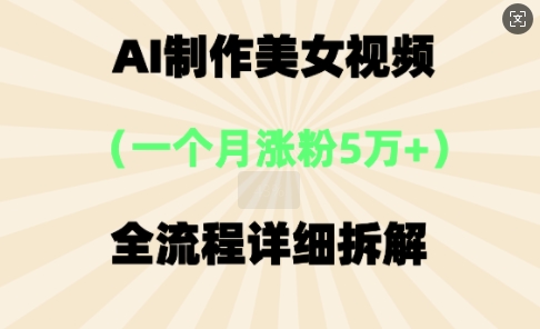 AI制作美⼥视频,⼀个⽉涨粉5万,全流程详细拆解-九一好资源