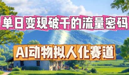 单日变现破k的流量密码,AI动物拟人化赛道-九一好资源