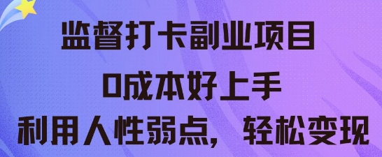 监督打卡副业新玩法,0成本好上手,利用人性的弱点轻松变现-九一好资源