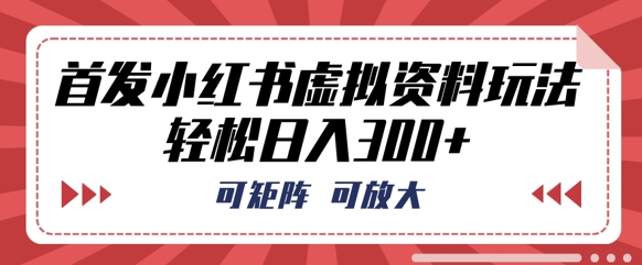 首发小红书虚拟资料玩法,可矩阵,可放大,轻松日入3张-九一好资源