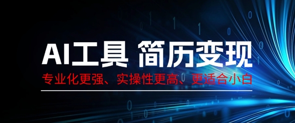 AI工具简历制作变现,专业化更强,实操性更高,更适合小白-九一好资源