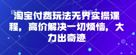 淘宝付费玩法无界实操课程,高价解决一切烦恼,大力出奇迹-九一好资源