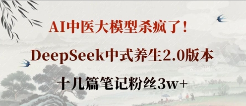 AI中医大模型杀疯了!DeepSeek中式养生2.0版本,十几篇笔记粉丝3w+-九一好资源