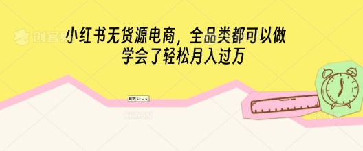 小红书无货源电商,全品类都可以做,学会了轻松月入过W-九一好资源