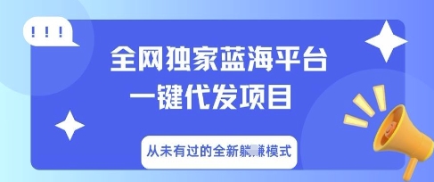 全网独家蓝海平台一键代发项目,从未有过的全新躺Z模式-九一好资源