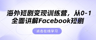 海外短剧变现训练营,从0-1全面讲解Facebook短剧-九一好资源