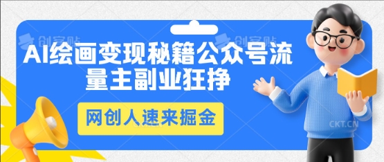 AI绘画变现秘籍:公众号流量主副业狂挣,网创人速来掘金-九一好资源