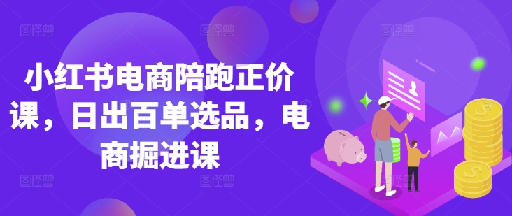 小红书电商陪跑正价课,小红书官方认证电商讲师教学,日出百单选品,电商掘进课-九一好资源