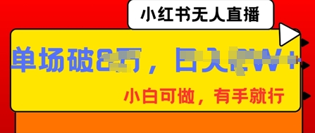 小红书无人直播,纯小白可做,有手就行,单场直播销售额破8w-九一好资源