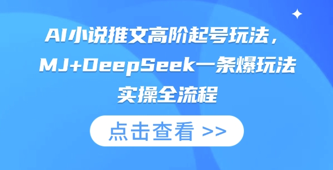 AI小说推文高阶起号玩法，MJ+DeepSeek一条爆玩法实操全流程-九一好资源