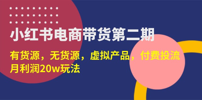（14186期）小红书电商带货第二期，有货源，无货源，虚拟产品，付费投流，月利润20w-九一好资源