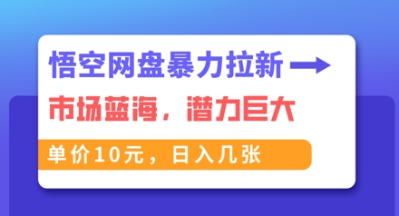 悟空网盘暴力拉新：一单10元，市场空白，日入几张-九一好资源