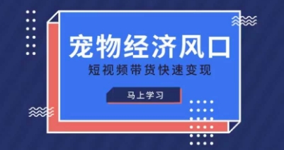 宠物赛道快速变现精品课,宠物经济风口,短视频带货快速变现-九一好资源