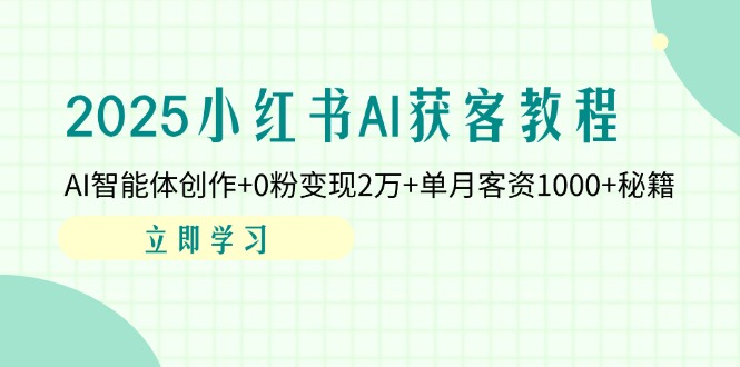 (14301期)2025小红书AI获客教程:AI智能体创作+0粉变现2万+单月客资1000+秘籍-九一好资源