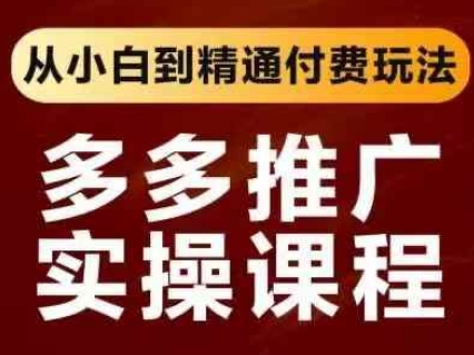 拼多多推广实操课程,从小白到精通付费玩法-九一好资源