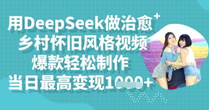 用DeepSeek做治愈乡村怀旧风格视频,爆款轻松制作,当日最高变现多张-九一好资源